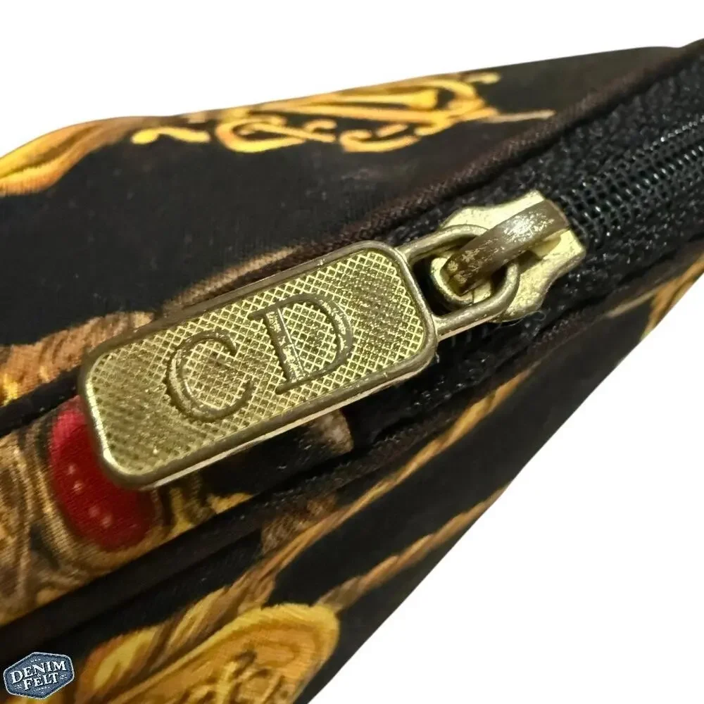 Christian Dior Vintage Trotter Rope‎ Print Cosmetic/Makeup Pouch – Black/Gold